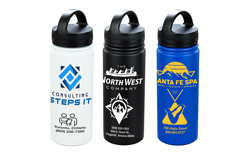 19 oz Powder Coated Double Wall Stainless Steel Tumbler With Carry Handle
